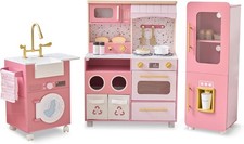 Teamson Little Chef Savannah Wooden Pretend Play Kitchen 3pc GREEN