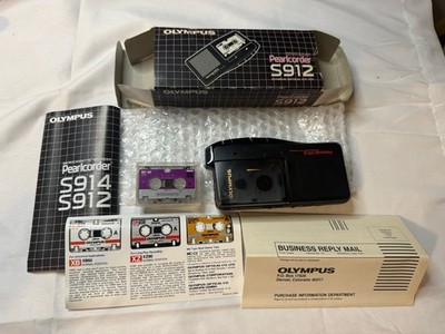 OLYMPUS PEARLCORDER S921 MICROCASSETTE RECORDER IN BOX W/ MANUAL  WORKS TESTED