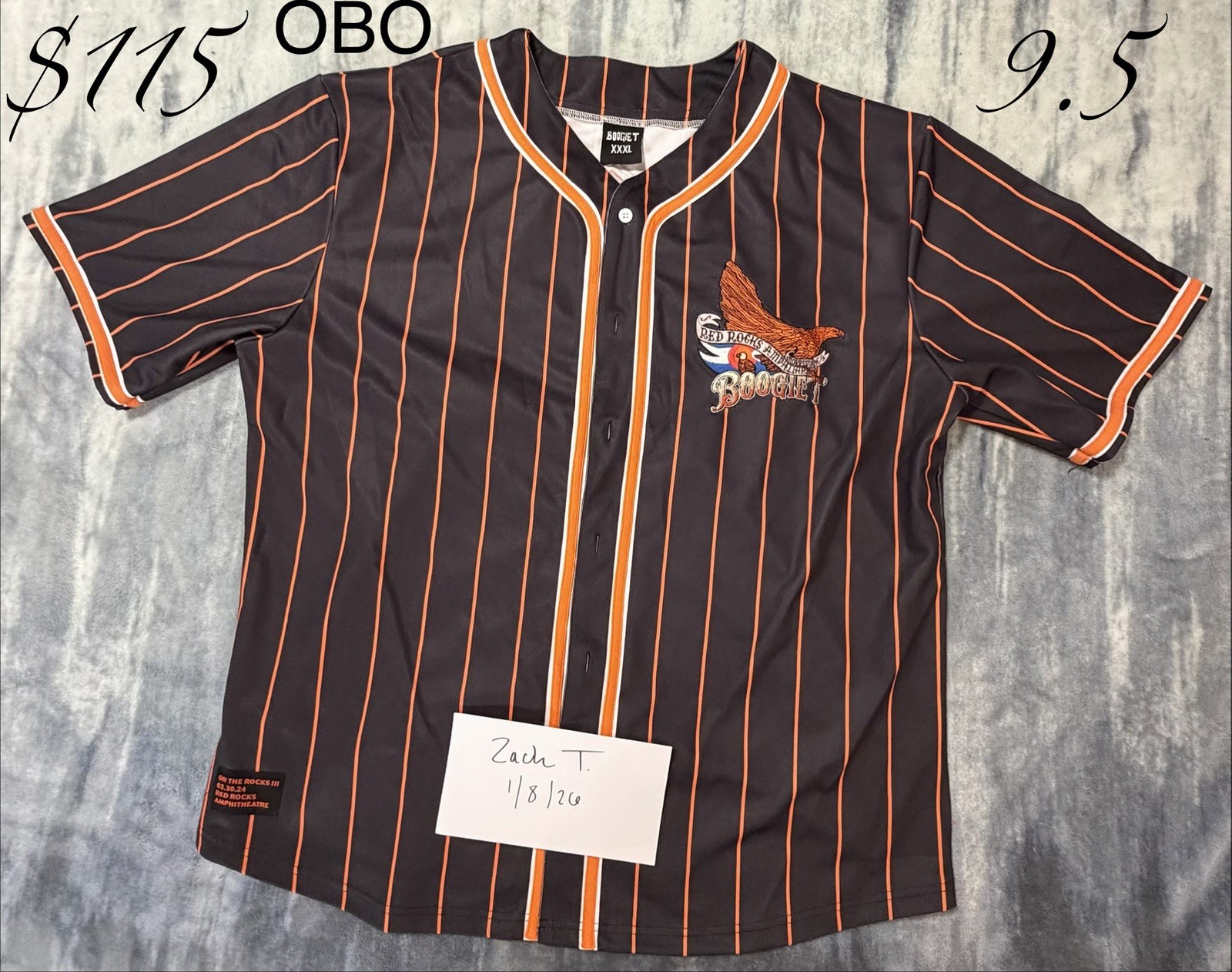 Boogie T Red Rocks III Drama Club Pinstripe Jersey Shirt Black Orange Red Rocks Amphitheatre