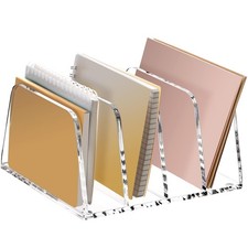 Acrylic Mail Sorter for Desk, 4 Compartment Letter  Document Holder with Non...
