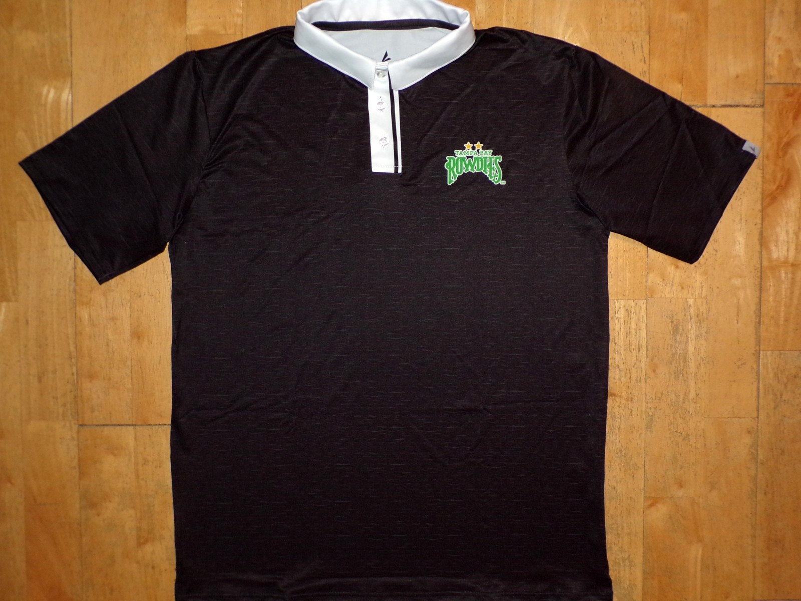 TAMPA BAY ROWDIES Mens Soccer Large L THE HEART OF THE GAME Heather Black Polo