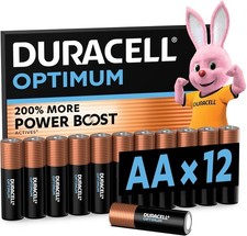 Duracell Optimum AA Alkaline Batteries 12 Pack 1.5V MX1500 Long Lasting Power