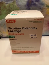 Rugby Brand Nicotine Lozenge. 2 mg. 72 ct. Mint. Exp 1/26. Compare to Nicorette.