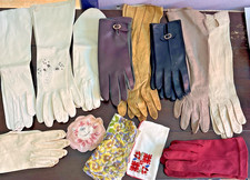 Vintage Ladies Glove Lot 50s-60s 2 Hankies Some France Made Lilly Dashe Real Kid