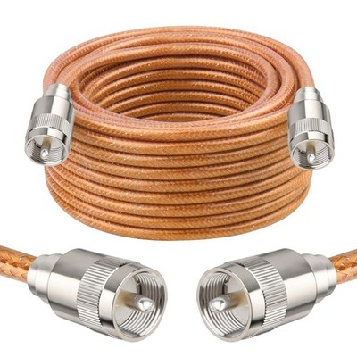 35FT RG8X Coaxial Cable with UHF Male PL259 Connectors, Solid Copper Core, Br...