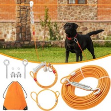 100FT Dog Tie Out Cable with 10FT Trolley Dog Run Cable for Yard, Heavy Duty ...