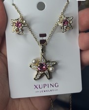 Set Aretes Y Collar chapado en oro Xp Alta Calidad Color 14k Estrella De Mar