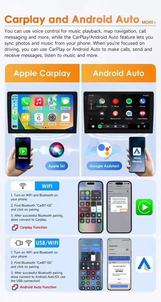 Autoradio Android 14 Per Citroen C3 C4 aircross 2017-2023 CarPlay 2G+32GB BT. - Immagine 3 di 4