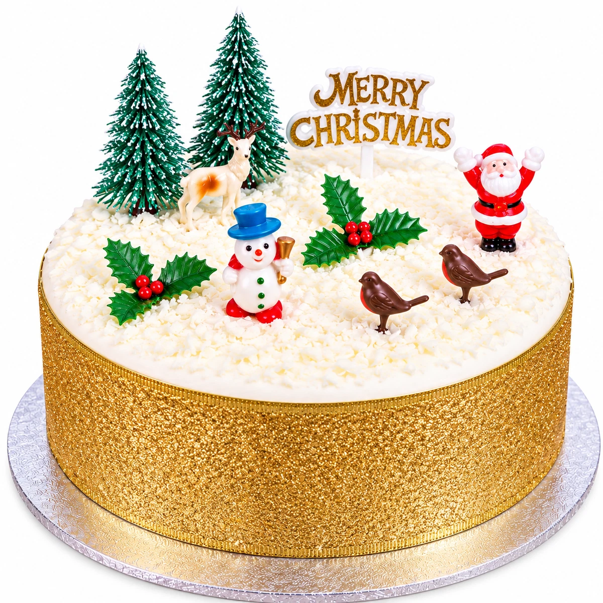 Weihnachten Tortendeko 10 Stück Set Merry Yule Log Cupcake Topper Band