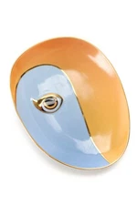 L'Objet Blue / Orange Porcelain 24K Gold Accent Lito Vide Poche Decorative Dish