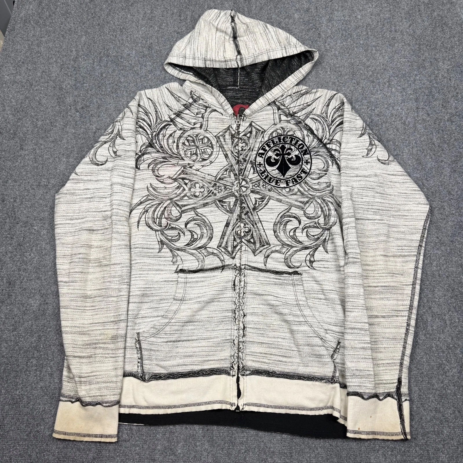 Vtg Y2K Affliction Reversible Hoodie Full Zip Up Mens L Grunge Wings Cross Goth
Opens in a new windo