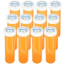 Plastic Medicine Pill Bottles w/ Child Resistant Push Turn Caps - 12x 60 Dram