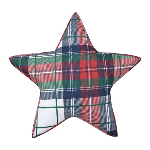 Spencer Plaid Navy Star Pillow - Levtex Home - Afbeelding 2 van 4