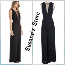 NWT BCBG MAXAZRIA SIZE 2 Behati Sheer V Pleating Wide Leg Jumpsuit MSRP 248