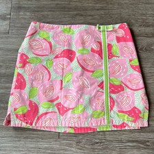 Vintage Lilly Pulitzer Pink Peaches Skort Skirt Shorts White Label Girls Sz 6X 