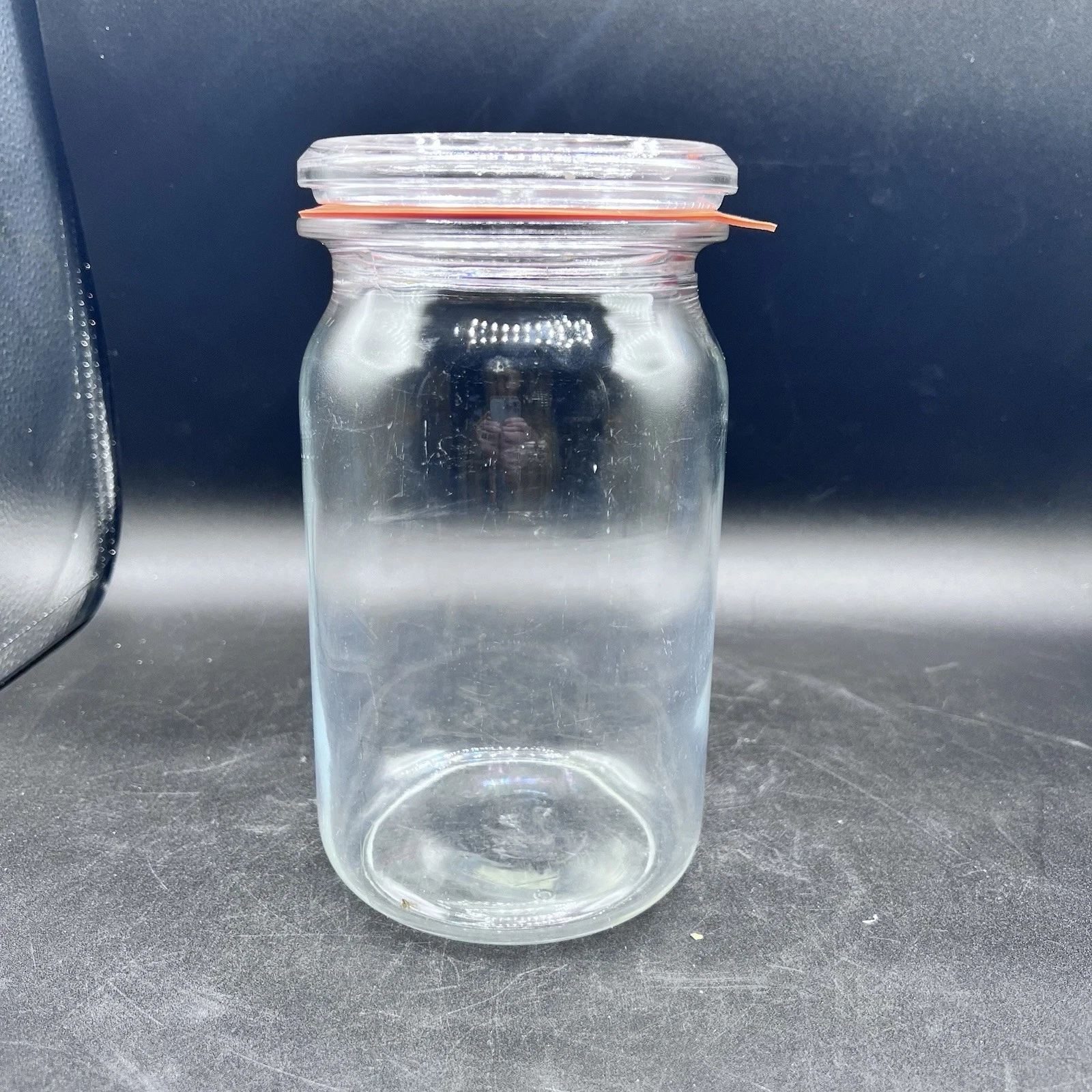 Vintage 8" Inches Clear Large Rillenglas Ruhrglas 1 1/2 Jar With Lid