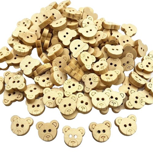 100 Stück Holz-Knöpfe Mit Blumen-Gitter-Muster – 2-Loch, Durchmesser 15 Mm, Für Nähen & Basteln