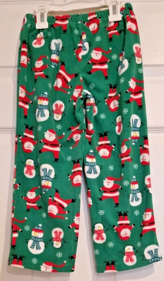 Pantalones de pijama CARTER'S verde polar estampado de Papá Noel y muñeco de nieve niños talla 4 - nuevos con etiquetas Foto 4 de 4