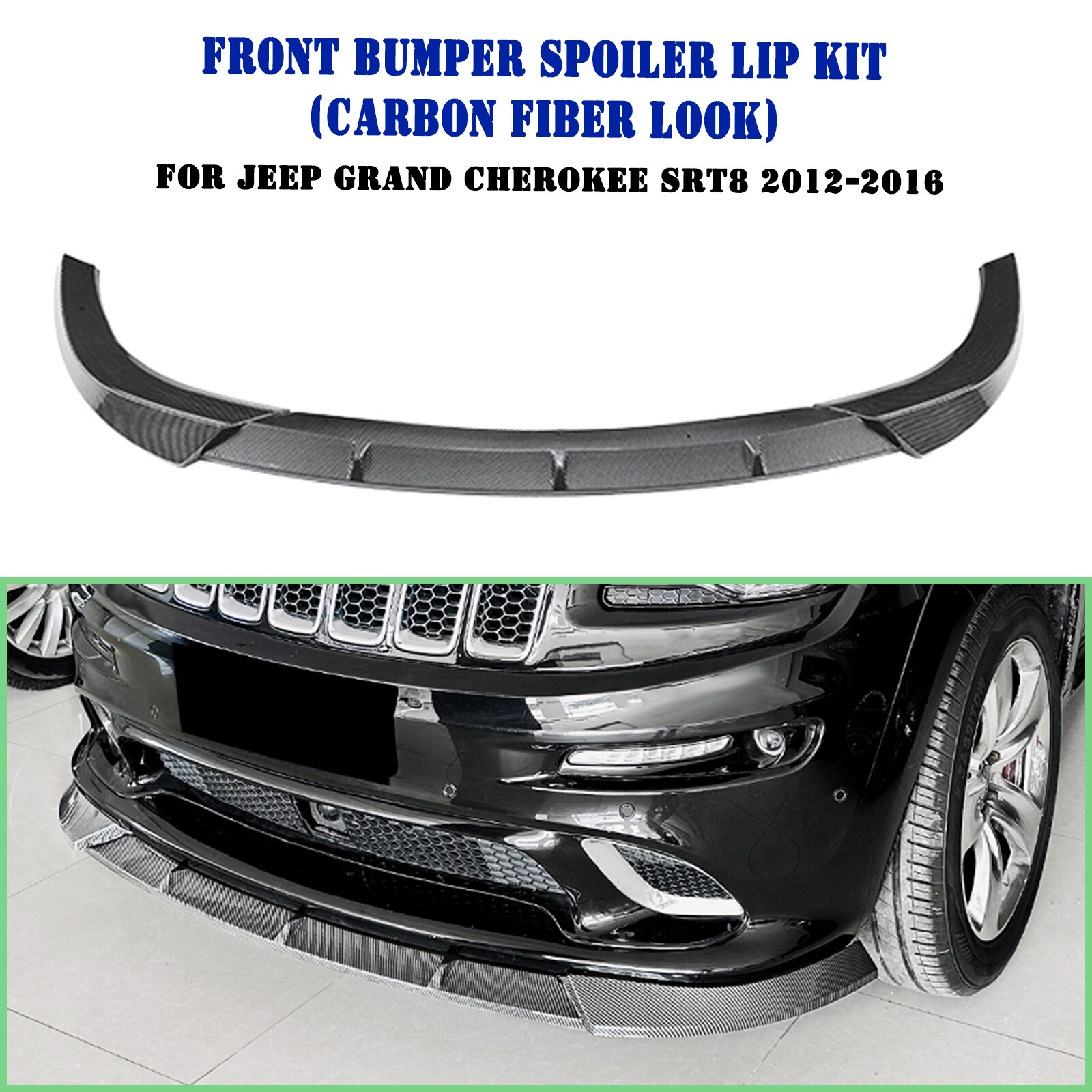 Car Front Bumper Spoiler Lip Splitter Kit For Jeep Grand Cherokee SRT8 2012-2016