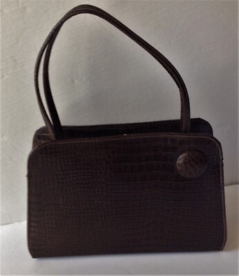 Vintage SOCIALITES BY THEODOR California HANDBAG Faux Reptile BROWN PURSE  Bag