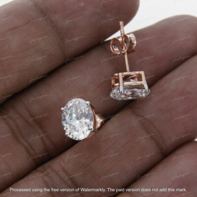 2Ct Lab Created Diamond Womens Solitaire Stud Earrings 14K Rose Gold Finish