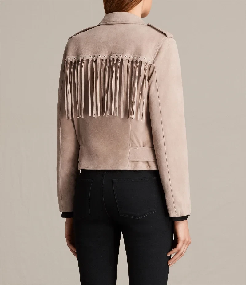 ALLSAINTS Borla Balfern Motociclista Chaqueta de Cuero Rosa Polvoriento Foto 2 de 4