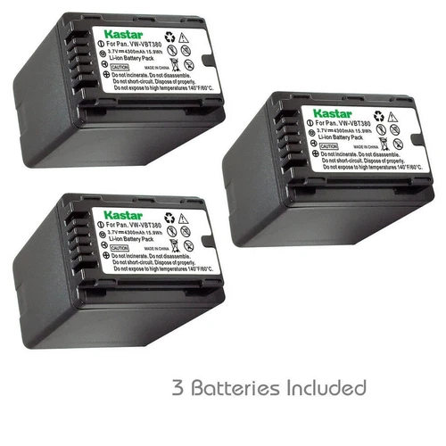 Kastar VW-VBT380 Battery for Panasonic HC-VX870MGKK VX980GK VX981 VX981K W570GK