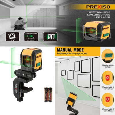 PREXISO Laser Level with Tripod 65Ft Self Leveling Cross Line Laser Level 360°