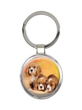 Dogs : Gift Round Keychain Pet Animal Puppy Cute Funny Sad Canine Pets