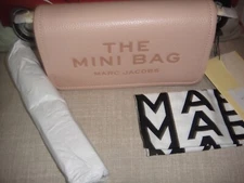 NEW  MARC JACOBS THE MINI BAG IN ROSE LEATHER CROSSBODY.$350.100%AUTHENTIC