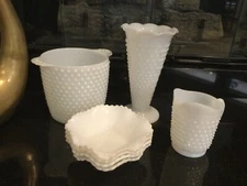 Vintage Hobnail Milk Glass Pieces by Anchor Hocking
