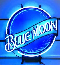 20"x16" Blue Moon Neon Light Lamp Sign With HD Vivid Printing Beer Bar Decor