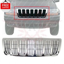 New Front Grille Chrome Shell Black Insert Fits 1999-2003 Jeep Grand Cherokee
