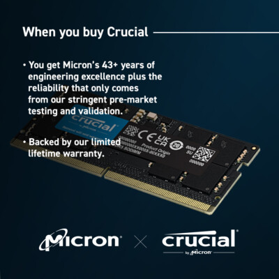Crucial 48GB DDR5 5600MHz 262pin SoDIMM SDRAM Memory Module