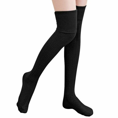 US Women Girls Cable Knit Extra Long Boot Socks Over Knee Thigh High Warm Winter - Picture 12 of 24