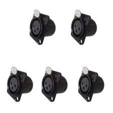 5 Packs XLR 3Pin Female Panel Mount Chassis Fine Black Nickel Plated housing ...