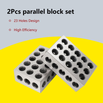 2Pcs Parallel Blöcke Set, 0.0001 Präzision 1-2-3-Blocksatz 23-Löcher