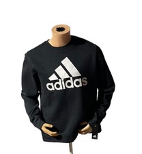 Image of adidas Golf Mens Black Crewneck Pullover Big Logo Sweater Size Large