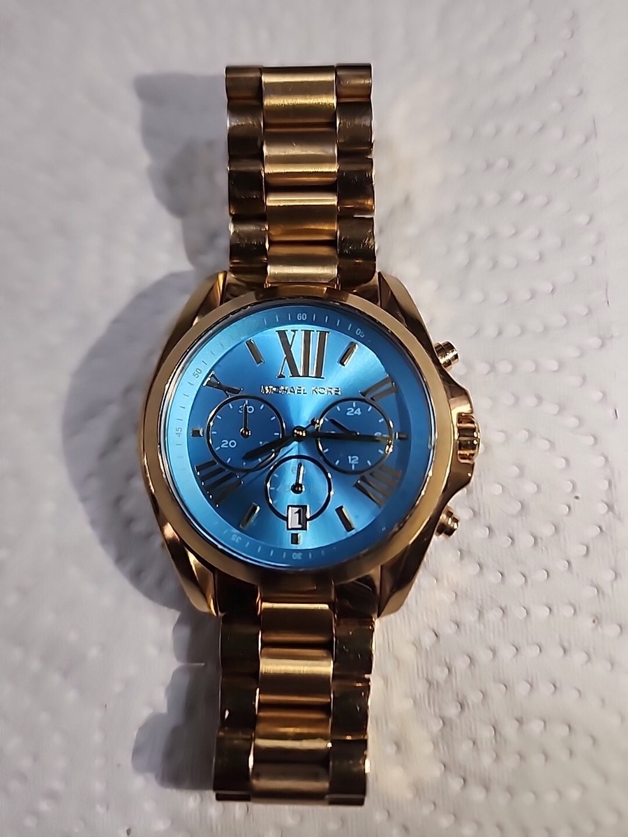 Michael Kors MK5975 Womens Gold Chronograph Watch Aqua Dial  display picture 1