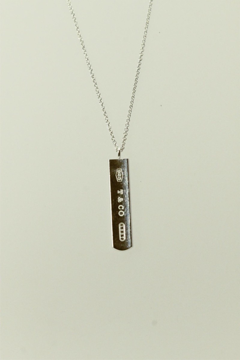 Sterling Silver 925 Tiffany & Co. 1837 Bar Plate Pendant Necklace
