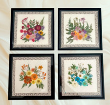 Framed Dried and Pressed Natural Flowers Wall Decor 8.5 x 8.5 in 