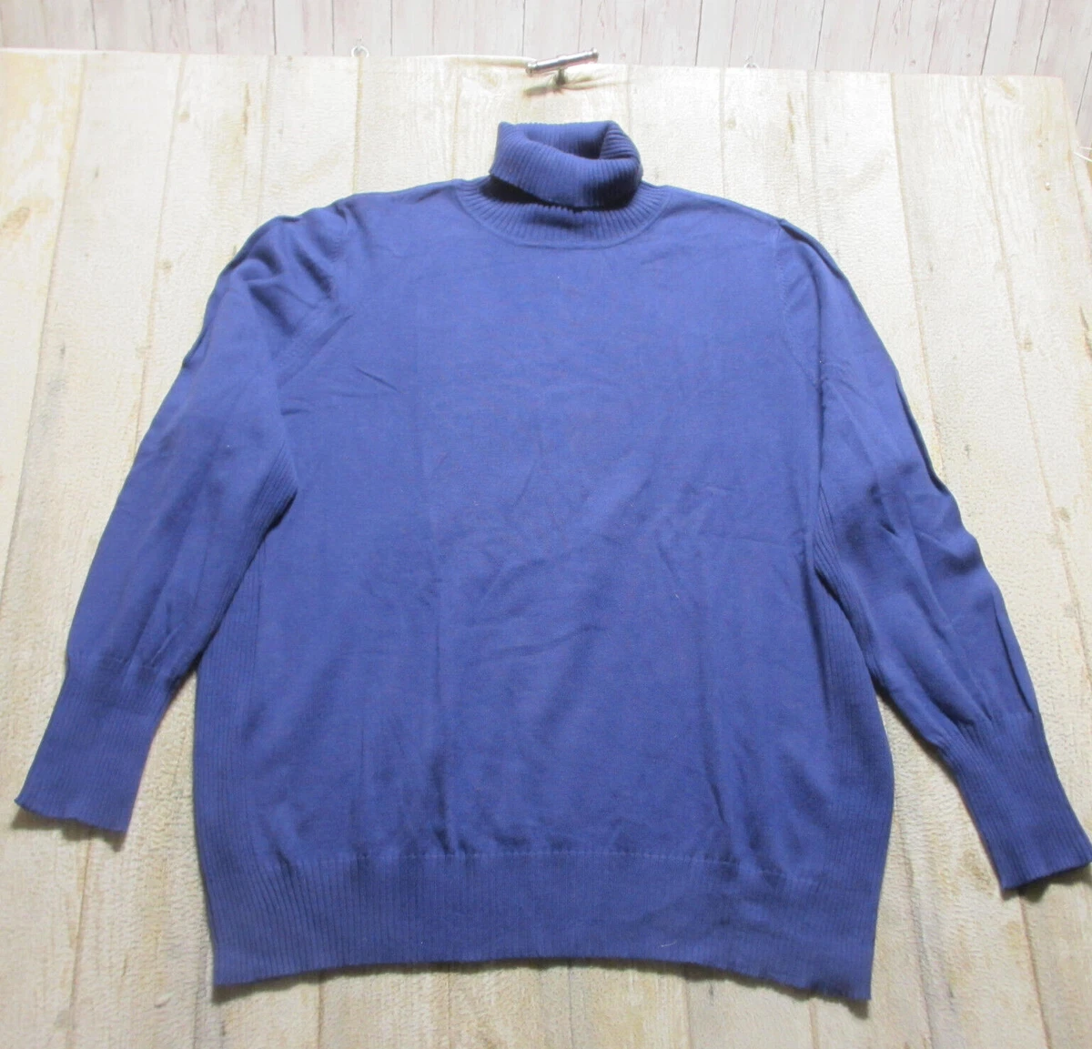 Lane Bryant Sweater Womens 22 24 Blue Turtleneck Button Cuff Knit Pullover