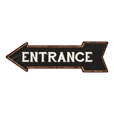 Entrance Left Arrow Vintage Looking Metal Sign 5x17 205170004017