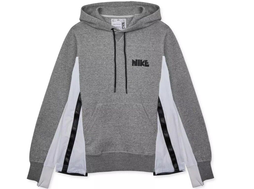 NIKE SACAI Collab Adult Unisex Hoodie Color Dark Grey NIKE SACAI Collab Adult Unisex Hoodie Color Dark Grey