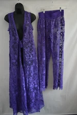 ANTICA SARTORIA PURPLE LACE LIGHTHOUSE MERMAIDS PANTS/LONG JACKET SET  OS NWT