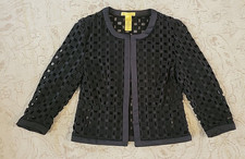 Catherine Malandrino Jacket Womens Size 0 Black Embroidered Mesh