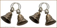 6 BRASS BELLS Antiqued Finish~ Bird Rabbit Design 1-1/4" Split ring on each bell