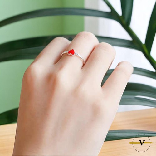 ANELLO DONNA CON CUORE ROSSO IN ARGENTO 925 RODIATO - Foto 4 di 6