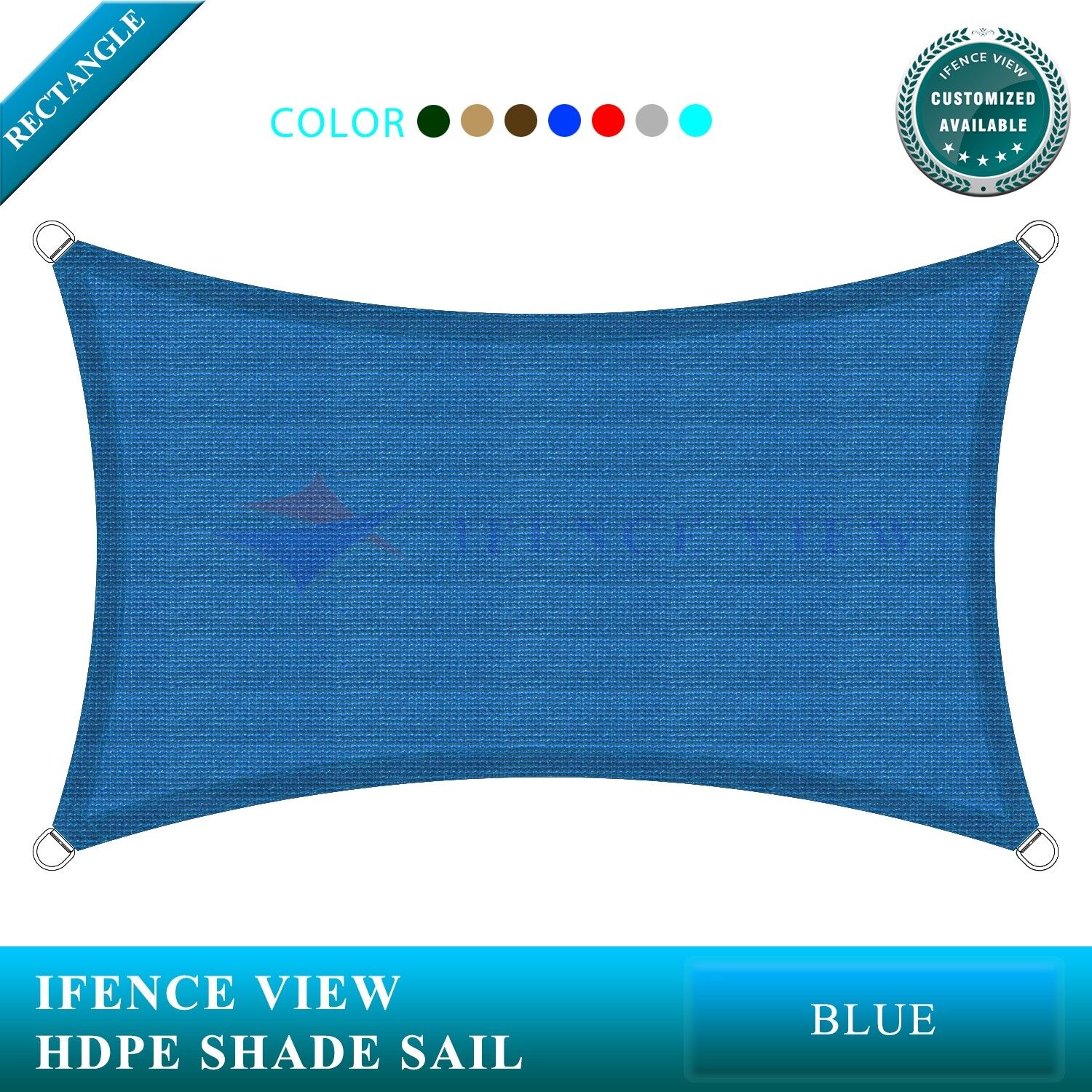 Ifenceview Blue 22'x22'-22'x48' 71%OFF Rectangle Sun C Patio 【高い素材】 Shade Sail
