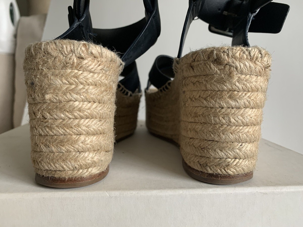 CELINE スウェードパンプス 【sale】 CELINE Leather Criss-Cross Espadrille Wedge Sandal Heels